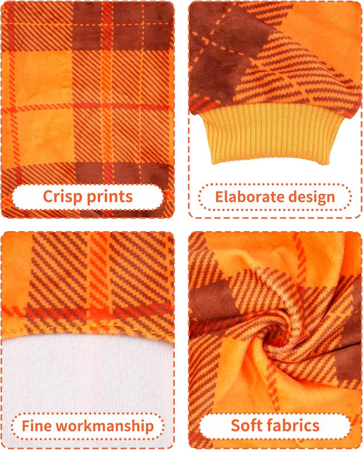 PET SHOW 4 Pack Small Dog Pajamas Holiday Dog Clothes for Medium Dogs Girl Boy Soft Stretchy PJs Plaid Jumpsuit Puppy Fall Onesies Christmas Outfits with Sleeve Pets Dachshund Costume(XXL, Plaid)