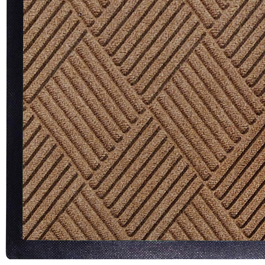 WaterHog Diamond | Commercial-Grade Entrance Mat with Rubber Border – Indoor/Outdoor, Quick Drying, Stain Resistant Door Mat (Medium Brown, 3' x 4')