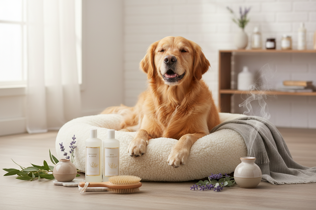 At Lumora Paw, we believe every pet deserves to shine with confidence and style. That’s why we offer a curated selection of premium pet care products, designed to enhance your furry friend's natural beauty and well-being. From nourishing shampoos and luxurious grooming tools to cozy beds and calming aromatherapy, our collection is crafted to elevate your pet’s everyday routine. (make it real photo)